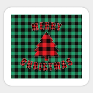 Merry Christmas Buffalo Plaids Christmas Tree Sticker